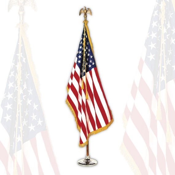 6-10' Gold Adjustable Aluminum Set - 4x6 American Flag