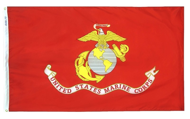 3 x 5' Colonial Nyl-Glo Indoor USMC - Flag and Mounting Set