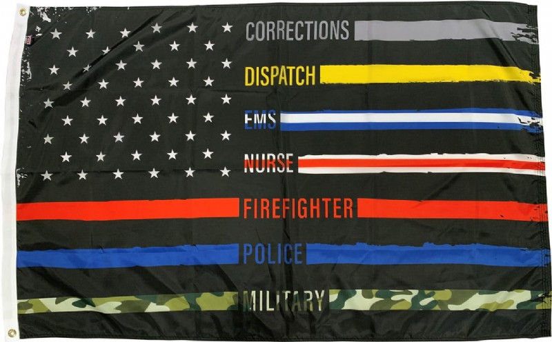 Thin Line First Responder American Flag - 3'x5' - For Outdoor Use