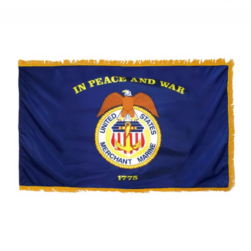 Merchant Marines Flag with Fringe - 3'x5' - For Indoor Use