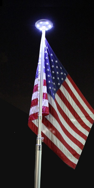 Silver Solar Light - In-Ground Flagpoles - Commercial