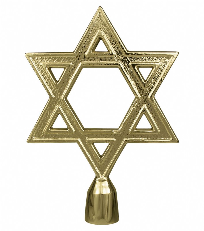 6.75'' Gold Metal Star of David Ornament with ferrule