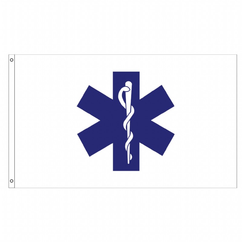 Star of Life Flag - 3'x5' - For Outdoor Use