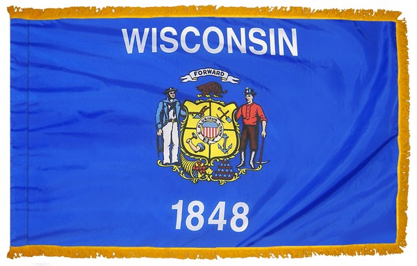 4 x 6' Nylon Wisconsin Flag - Fringed