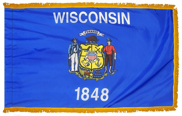 3 x 5' Nylon Wisconsin Flag - Fringed