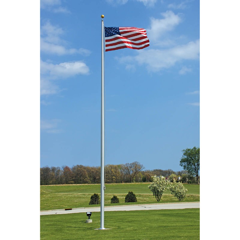 60' Satin Finish - Aluminum Architectural Ground-Set Flagpole - External Halyard