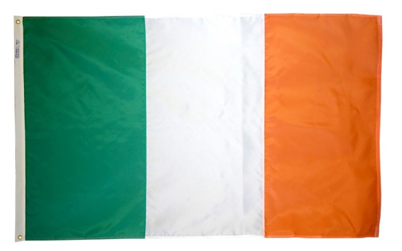 3x5 Embroidered Sewn 2ply Synthetic Cotton Ireland tricolor Flag 3'x5' 2 Clips 