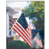 Mansion Set 6 ft. White Spinning Pole with 3x5 ft. Nylon U.S. Flag and Solar Light    